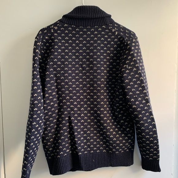 J. Crew Men's Dark Blue Patterned Shawl Collared Cardigan - Picture 5 of 5